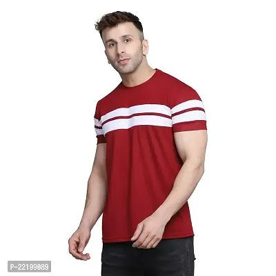 PASS  PLAY Regular Fit Men's T-Shirt, Men's Solid Casual T-Shirt, Cotton Blend Half Sleeves T-Shirt, Solid Men's Round Neck T-Shirt (L, Red)