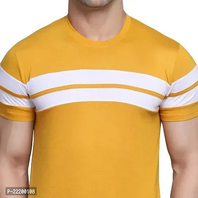 PASS  PLAY Regular Fit Men's T-Shirt, Men's Solid Casual T-Shirt, Cotton Blend Half Sleeves T-Shirt, Solid Men's Round Neck T-Shirt (S, Yellow)-thumb0