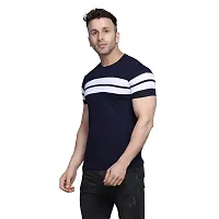 PASS  PLAY Regular Fit Men's T-Shirt, Men's Solid Casual T-Shirt, Cotton Blend Half Sleeves T-Shirt, Solid Men's Round Neck T-Shirt (M, Navy Blue)-thumb2