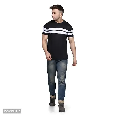 PASS  PLAY Regular Fit Men's T-Shirt, Men's Solid Casual T-Shirt, Cotton Blend Half Sleeves T-Shirt, Solid Men's Round Neck T-Shirt (XL, Black)-thumb2