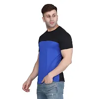 PASS  PLAY Men's Polyester T-Shirt, Mens Casual Slim Fit T-Shirt, Stripped T-Shirt, T-Shirt for Men, Short Sleeves T-Shirt for Men (XL, Blue)-thumb1