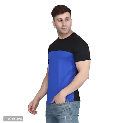 PASS  PLAY Men's Polyester T-Shirt, Mens Casual Slim Fit T-Shirt, Stripped T-Shirt, T-Shirt for Men, Short Sleeves T-Shirt for Men (XL, Blue)-thumb2