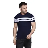 PASS  PLAY Regular Fit Men's T-Shirt, Men's Solid Casual T-Shirt, Cotton Blend Half Sleeves T-Shirt, Solid Men's Round Neck T-Shirt (M, Navy Blue)-thumb1