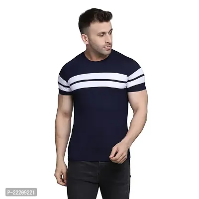 PASS  PLAY Regular Fit Men's T-Shirt, Men's Solid Casual T-Shirt, Cotton Blend Half Sleeves T-Shirt, Solid Men's Round Neck T-Shirt (M, Navy Blue)-thumb2