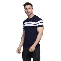 PASS  PLAY Regular Fit Men's T-Shirt, Men's Solid Casual T-Shirt, Cotton Blend Half Sleeves T-Shirt, Solid Men's Round Neck T-Shirt (L, Navy Blue)-thumb2