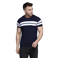 PASS  PLAY Regular Fit Men's T-Shirt, Men's Solid Casual T-Shirt, Cotton Blend Half Sleeves T-Shirt, Solid Men's Round Neck T-Shirt (L, Navy Blue)-thumb1