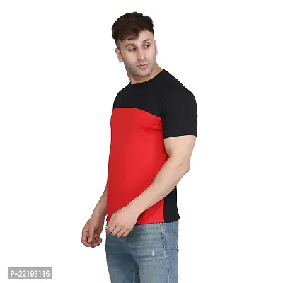 PASS  PLAY Men's Polyester T-Shirt, Mens Casual Slim Fit T-Shirt, Stripped T-Shirt, T-Shirt for Men, Short Sleeves T-Shirt for Men (XL, Red)-thumb4