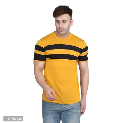 PASS  PLAY Men's T-Shirt, Men Solid T-Shirt, Men's Regular T-Shirt, T-Shirt for Men, Casual T-Shirt for Men (L, Yellow)