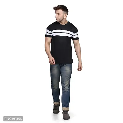 PASS  PLAY Regular Fit Men's T-Shirt, Men's Solid Casual T-Shirt, Cotton Blend Half Sleeves T-Shirt, Solid Men's Round Neck T-Shirt (L, Black)-thumb5