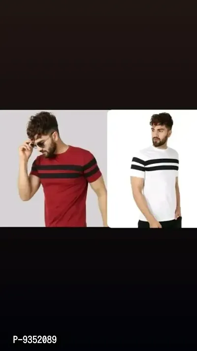 Classic Cotton Striped Tshirt for Men, Pack of 2