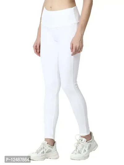 4 Flies Skinny Fit Stretchable High Waist Ankle Length Jeggings for Women(WHT-36_White_36)-thumb2