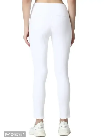 4 Flies Skinny Fit Stretchable High Waist Ankle Length Jeggings for Women(WHT-36_White_36)-thumb4