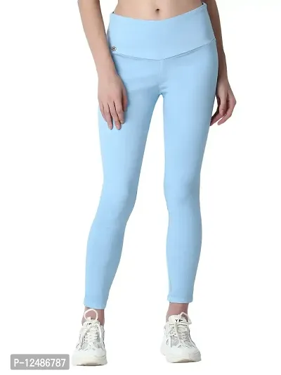 4 Flies Skinny Fit Stretchable High Waist Ankle Length Jeggings for Women(HEL-30_Sky Blue_30)-thumb0