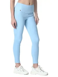 4 Flies Skinny Fit Stretchable High Waist Ankle Length Jeggings for Women(HEL-34_Sky Blue_34)-thumb2