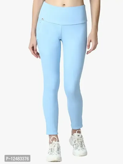 3 Butterflies!!! Skinny Fit Stretchable High Waist Ankle Length Jeggings for Women(POHEL-32_Sky Blue_32)
