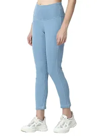 4 Flies Skinny Fit Stretchable High Waist Ankle Length Jeggings for Women(ICE-40_Light Blue_40)-thumb1