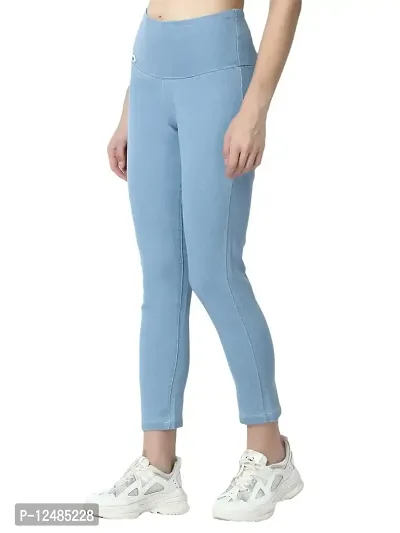 4 Flies Skinny Fit Stretchable High Waist Ankle Length Jeggings for Women(ICE-40_Light Blue_40)-thumb2