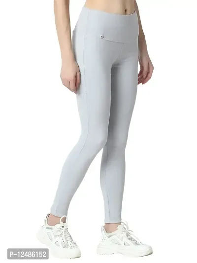 4 Flies Skinny Fit Stretchable High Waist Ankle Length Jeggings for Women(GR-34_Light Grey_34)-thumb2