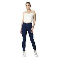 4 Flies Skinny Fit Stretchable High Waist Ankle Length Jeggings for Women-thumb2