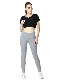 4 Flies Skinny Fit Stretchable High Waist Ankle Length Jeggings for Women(DGR-38_Dark Grey_38)-thumb4