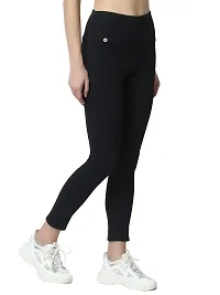 4 Flies Skinny Fit Stretchable High Waist Ankle Length Jeggings for Women(BLK-40_Black_40)-thumb2