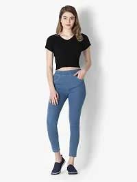 Skinny Fit Stretchable High Waist Ankle Length Jeggings for Women-thumb2