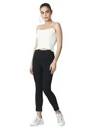 4 Flies Skinny Fit Stretchable High Waist Ankle Length Jeggings for Women(BLK-40_Black_40)-thumb4