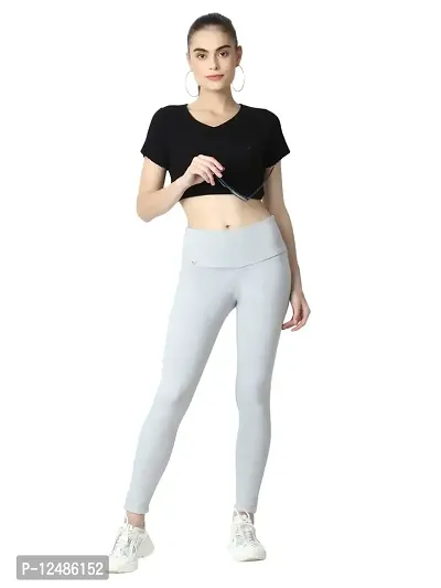 4 Flies Skinny Fit Stretchable High Waist Ankle Length Jeggings for Women(GR-34_Light Grey_34)-thumb5