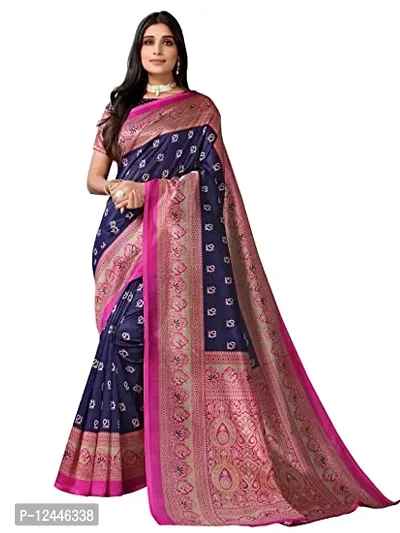Stylish Silk Blend Multicoloured Self Pattern Saree without Blouse piece For Women