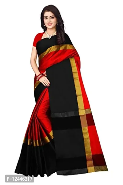 Stylish Silk Blend Multicoloured Self Pattern Saree without Blouse piece For Women-thumb0