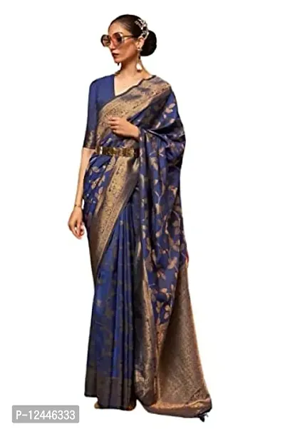 Stylish Silk Blend Multicoloured Self Pattern Saree without Blouse piece For Women-thumb0