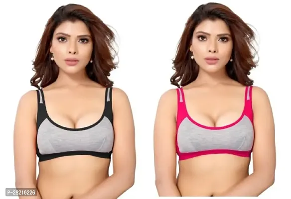 Stylist Cotton Blend Non Padded Bras For Women Pack Of 2