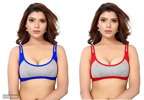 Stylist Cotton Blend Non Padded Bras For Women Pack Of 2