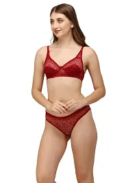 Stylish Maroon Solid Bra and Panty Set For Women-thumb2