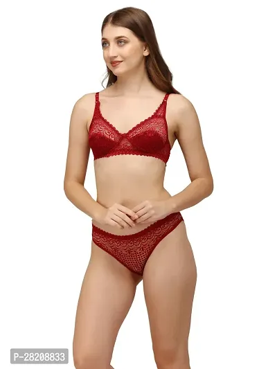 Stylish Maroon Solid Bra and Panty Set For Women-thumb3