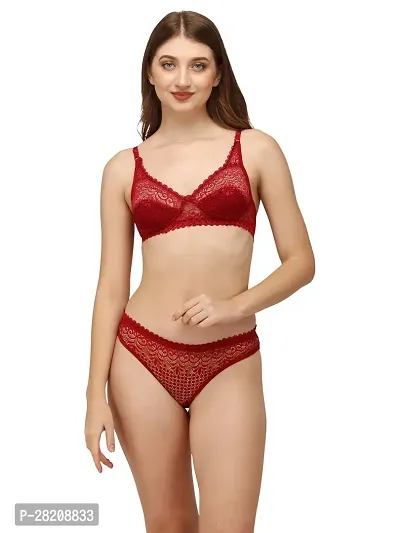 Stylish Maroon Solid Bra and Panty Set For Women-thumb2