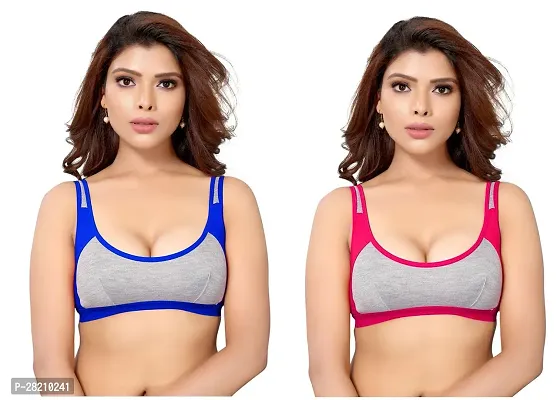 Stylist Cotton Blend Non Padded Bras For Women Pack Of 2