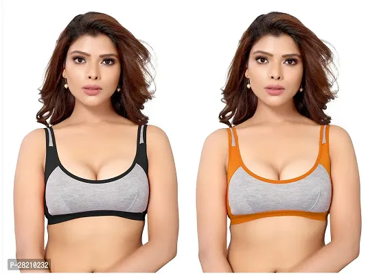 Stylist Cotton Blend Non Padded Bras For Women Pack Of 2