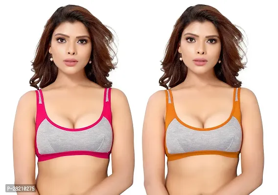 Stylist Cotton Blend Non Padded Bras For Women Pack Of 2