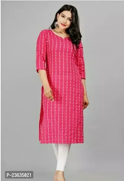 Stylish A-Line Pink Cotton Kurta-thumb0