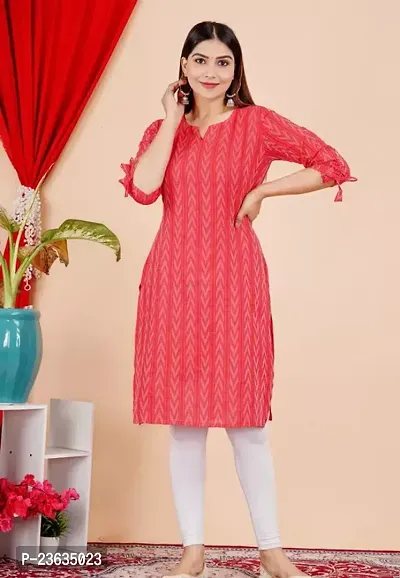 Stylish A-Line Peach Cotton Kurta-thumb0