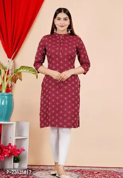 Stylish A-Line Maroon Cotton Kurta-thumb0