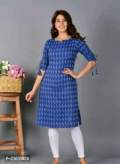 Stylish A-Line Blue Cotton Kurta-thumb0