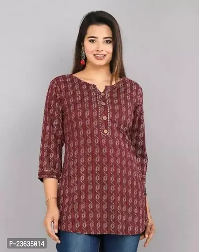 Stylish A-Line Maroon Cotton Kurta