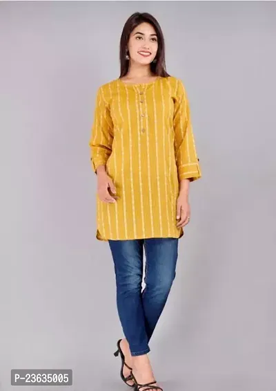 Stylish A-Line Yellow Cotton Kurta-thumb0