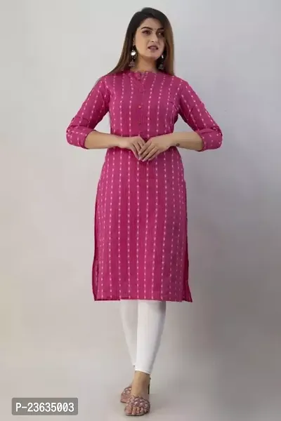 Stylish A-Line Pink Cotton Kurta-thumb0