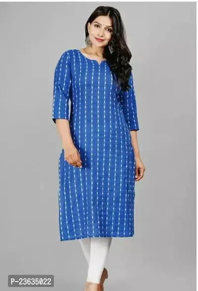 Stylish A-Line Blue Cotton Kurta-thumb0