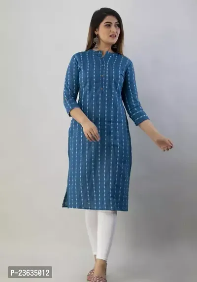 Stylish A-Line Blue Cotton Kurta-thumb0