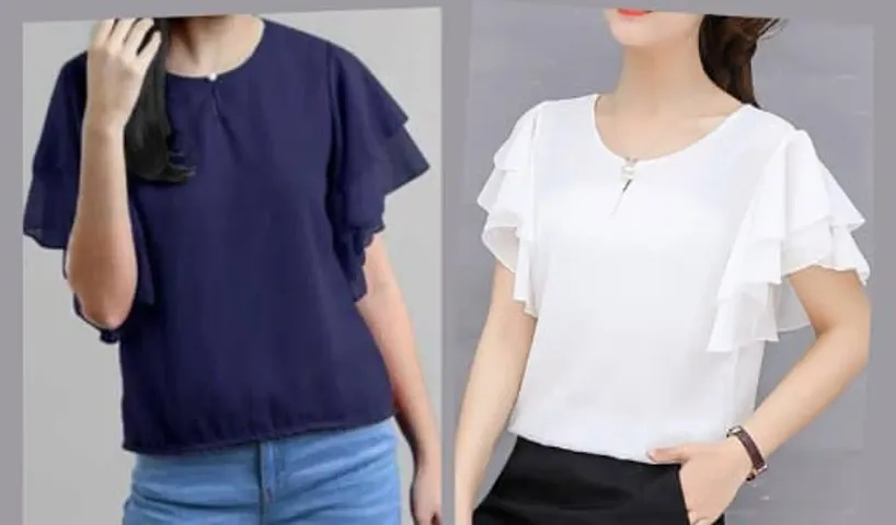 Solid Casual wear Top Combo of 2