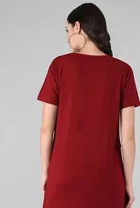 Elegant Maroon Cotton Printed Tshirt For Women pack of 1-thumb1